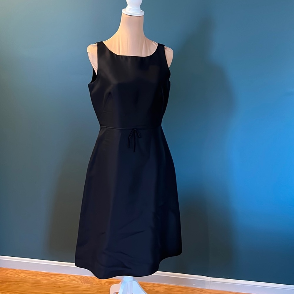 J. Crew Black Satin & Silk Fit N Flare Dress 8